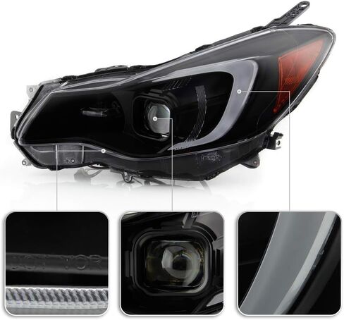 ACANII - For [Halogen Model] 2012-2015 Subaru Impreza Black Housing Smoked Lens LED Tube Projector Headlights Headlamps in Saudi Arabia