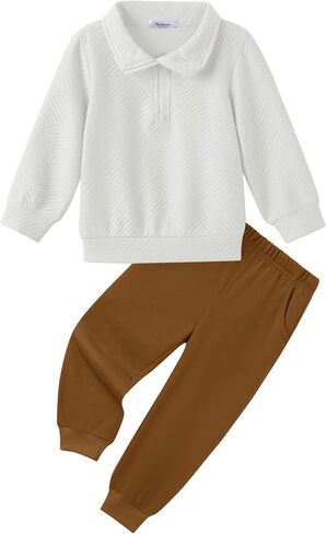 Arshiner Boys Clothes Half Zip Sweatshirt and Pants Outfit 2Pcs Fall Winter Sweatsuit Set for Kids 2-10 Years in Saudi Arabia