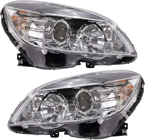 Headlight Assembly Set Headlights Driver & Passenger Side Halogen Compatible with 2008-2011 Mercedes-Benz C300 C350 C63 AMG MB2502162 MB2502163 MB2503162 MB2503163 in Saudi Arabia