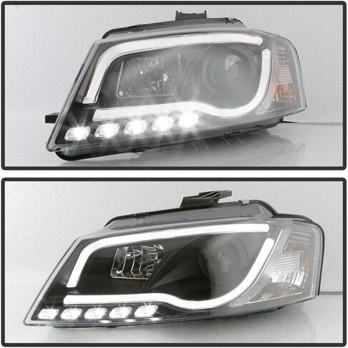 ACANII - For 2009-2012 Audi A3 Black Housing LED DRL RS5 Style Projector Headlight Headlamp Assembly, Driver & Passenger in Saudi Arabia