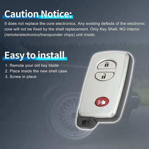 X AUTOHAUX Key Shell Case Keyless Entry Remote Key Fob Replacement Case for Toyota 4Runner 2010-2019 for Toyota Venza 2009-2014 3 Buttons HYQ14ACX in Saudi Arabia