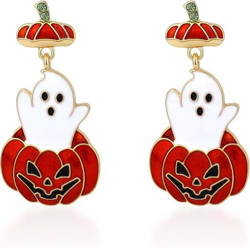 Halloween Earrings for Women Multiple Spooky Styles Halloween Jewelry Pumpkin Ghost Spider Web Stud Earrings Jewelry Gift with Pouch in Saudi Arabia