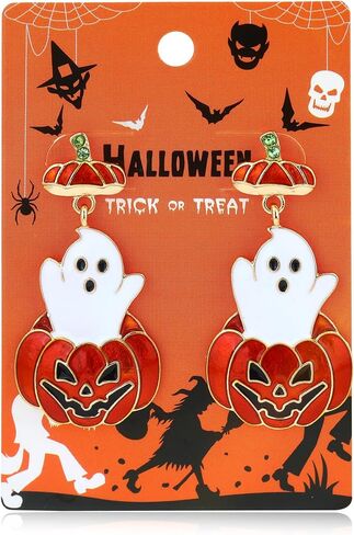 Halloween Earrings for Women Multiple Spooky Styles Halloween Jewelry Pumpkin Ghost Spider Web Stud Earrings Jewelry Gift with Pouch in Saudi Arabia