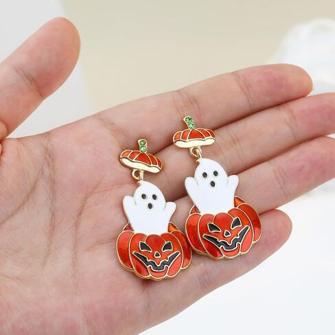 Halloween Earrings for Women Multiple Spooky Styles Halloween Jewelry Pumpkin Ghost Spider Web Stud Earrings Jewelry Gift with Pouch in Saudi Arabia