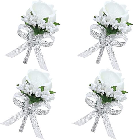 Set of 6 Red Rose Boutonniere for Men, Groom and Best Man Artificial Flowers Boutonnieres, for Wedding Ceremony Formal Dinner Prom Party in Saudi Arabia