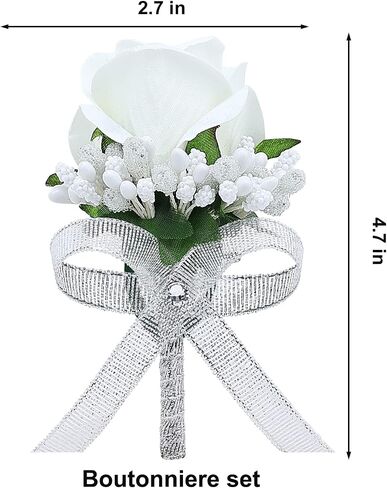 Set of 6 Red Rose Boutonniere for Men, Groom and Best Man Artificial Flowers Boutonnieres, for Wedding Ceremony Formal Dinner Prom Party in Saudi Arabia