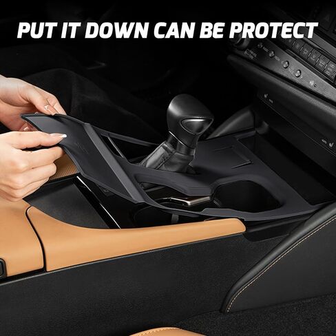 غطاء لوحة ناقل الحركة من السيليكون لسيارة Lexus ES 300h 200 260 2022 2023 2024 2025 وحدة تحكم مركزية مضادة للخدش وسادة حماية للشحن اللاسلكي ملحقات داخلية - أسود in Kuwait