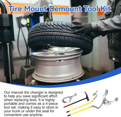 Steel Tire Mount Demount Tool 22.5" to 24.5" Semi Tire Changing Tool to Tire Hammer with Extra Bead Keeper, Tubeless Truck Bead Breaker Manual Tire Changing Tools for Car Repairing in Saudi Arabia
