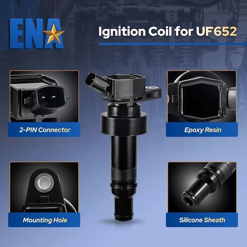 ENA Set of 4 Ignition Coil Packs L4 1.6L 2012 2013 2014 2015 2016 2017 Compatible with Kia Rio Soul Hyundai Accent Veloster 1.6 Coils for UF652 C1803 273012B100 in Saudi Arabia