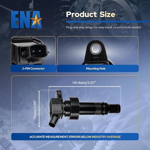 ENA Set of 4 Ignition Coil Packs L4 1.6L 2012 2013 2014 2015 2016 2017 Compatible with Kia Rio Soul Hyundai Accent Veloster 1.6 Coils for UF652 C1803 273012B100 in Saudi Arabia