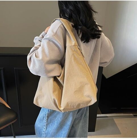 حمل حقيبة للنساء حقائب هوبو مترهل النايلون بلون حقيبة يد كروس متعددة جيوب الهلال حقيبة كتف كبيرة in Kuwait