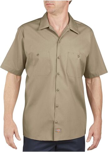 Dickies Men's Industrial Short Sleeve Shirt, Khaki in Saudi Arabia
