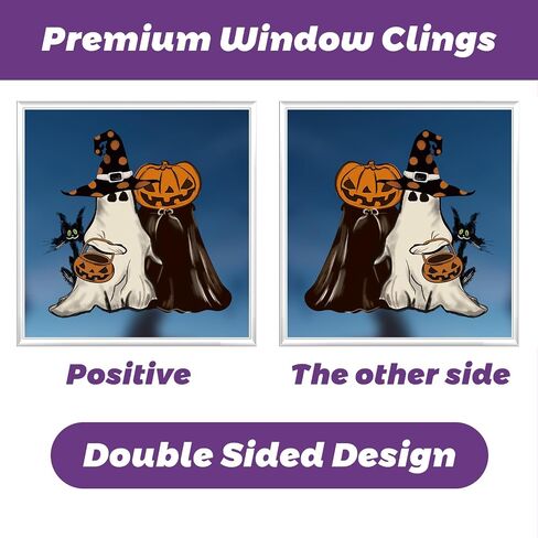 102Pcs Halloween Window Clings Decorations, 8 Sheets Halloween Window Sticker Ghosts Pumpkins for Office Classroom Home Indoor Party Supplies Window Glass Display in Saudi Arabia