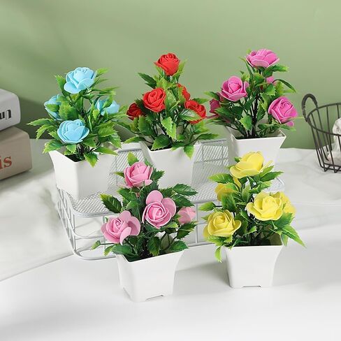 1PC Artificial Plant Bonsai Mini Rose Foam Fake Plant Potted Home Wedding Room Table Decoration Accessories (Rose Red) in Saudi Arabia