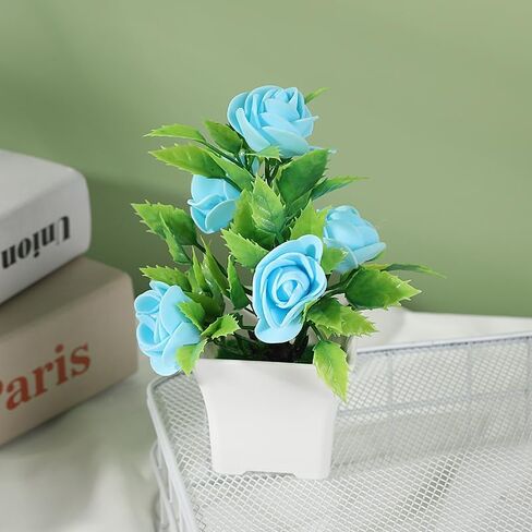 1PC Artificial Plant Bonsai Mini Rose Foam Fake Plant Potted Home Wedding Room Table Decoration Accessories (Rose Red) in Saudi Arabia