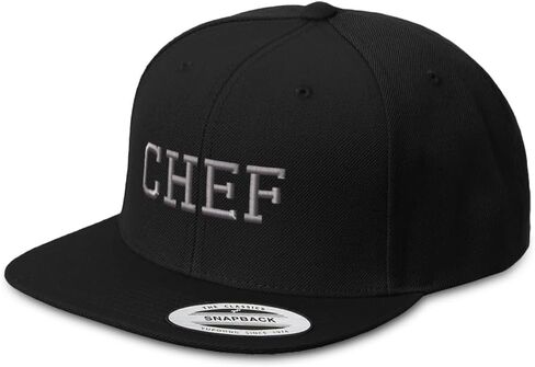 قبعة Snapback مخصصة للرجال قبعات مسطحة بحواف فضية وحروف فضية للشيف والطبخ والتطريز وقبعة بيل مسطحة مطرزة in Kuwait