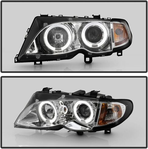 ACANII - For [Halogen Model] 2002-2005 BMW E46 Sedan 3-Series LED Halo Chrome Projector Headlights Headlamps Assembly in Saudi Arabia