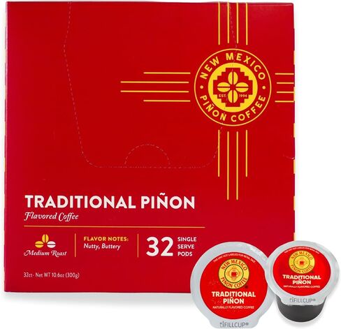 New Mexico Piñon Naturally Flavored Coffee K Cups Traditional Piñon Capsules - Nutty & Smooth Medium Roast 100% Arabica Single Serve Recyclable K-Cup Coffee Pods - 32 Count in Saudi Arabia