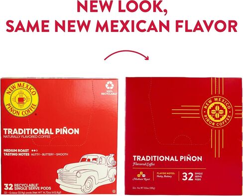 New Mexico Piñon Naturally Flavored Coffee K Cups Traditional Piñon Capsules - Nutty & Smooth Medium Roast 100% Arabica Single Serve Recyclable K-Cup Coffee Pods - 32 Count in Saudi Arabia