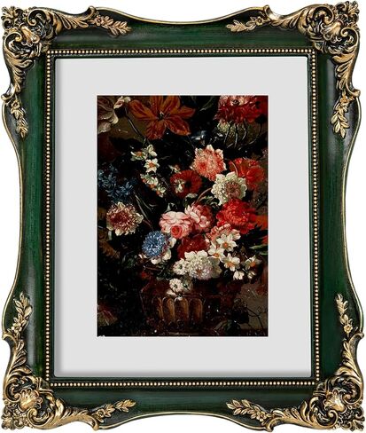 8x10 Black Vintage Picture Frame with Mat for 5x7 or 8 x 10 Photos, Ornate Baroque Gothic Victorian Frames, Tabletop or Wall Display, Antique Home Decor Accent in Saudi Arabia