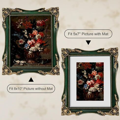 8x10 Black Vintage Picture Frame with Mat for 5x7 or 8 x 10 Photos, Ornate Baroque Gothic Victorian Frames, Tabletop or Wall Display, Antique Home Decor Accent in Saudi Arabia