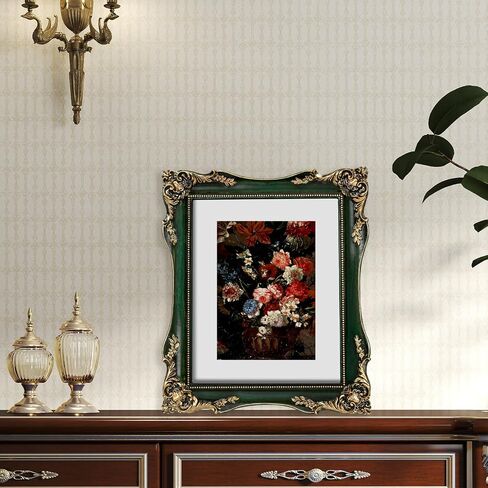 8x10 Black Vintage Picture Frame with Mat for 5x7 or 8 x 10 Photos, Ornate Baroque Gothic Victorian Frames, Tabletop or Wall Display, Antique Home Decor Accent in Saudi Arabia