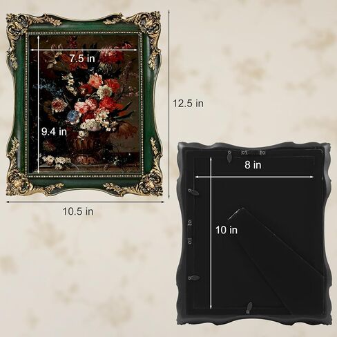 8x10 Black Vintage Picture Frame with Mat for 5x7 or 8 x 10 Photos, Ornate Baroque Gothic Victorian Frames, Tabletop or Wall Display, Antique Home Decor Accent in Saudi Arabia
