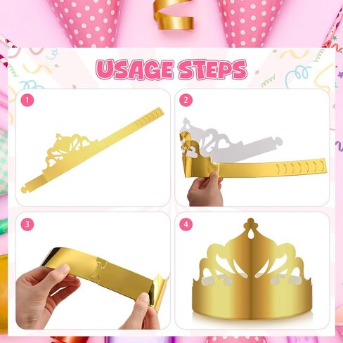 Nezyo 360 Pcs Golden Paper Crowns Bulk Gold King and Princess Party Crown Hats Caps for Boys Girls Adults Birthday Celebration Supplies Baby Shower Photo Props in Kuwait