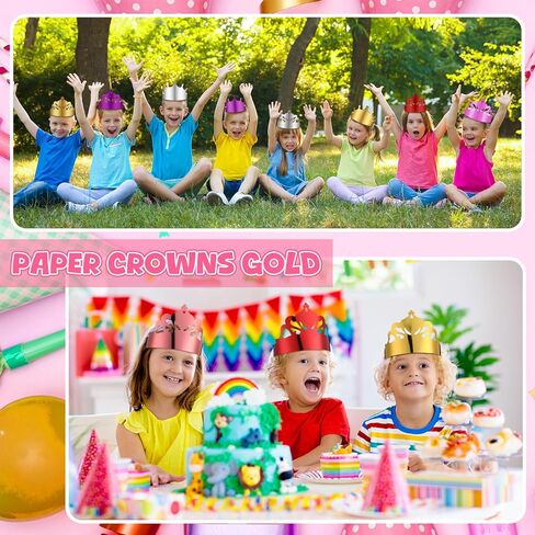 Nezyo 360 Pcs Golden Paper Crowns Bulk Gold King and Princess Party Crown Hats Caps for Boys Girls Adults Birthday Celebration Supplies Baby Shower Photo Props in Kuwait