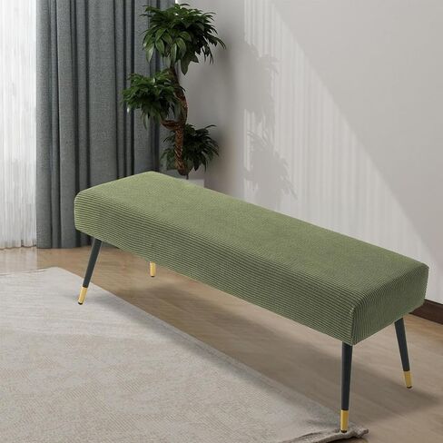 Stretch Dining Bench Covers, Jacquard Bench Seat Protector Slipercover, Rectangular Bench Cover for Bedrooms, Living Rooms, Kitchen(Olive Green) in Saudi Arabia
