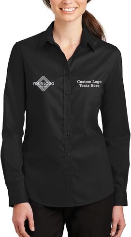 INK STITCH Women L663 Custom Embroidery Add Logo Texts SuperPro Twill Dress Shirts in Saudi Arabia