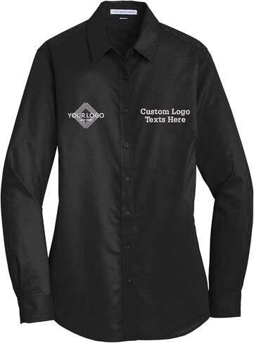INK STITCH Women L663 Custom Embroidery Add Logo Texts SuperPro Twill Dress Shirts in Saudi Arabia