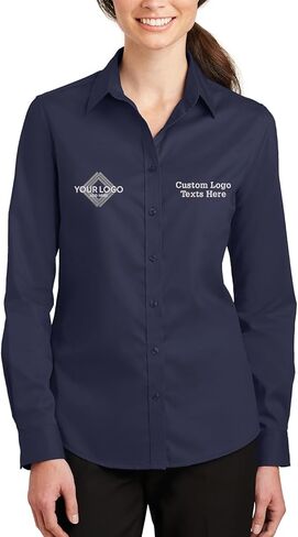 INK STITCH Women L663 Custom Embroidery Add Logo Texts SuperPro Twill Dress Shirts in Saudi Arabia