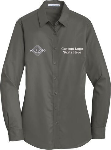 INK STITCH Women L663 Custom Embroidery Add Logo Texts SuperPro Twill Dress Shirts in Saudi Arabia