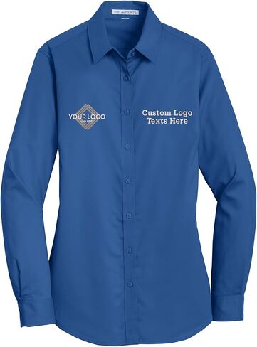 INK STITCH Women L663 Custom Embroidery Add Logo Texts SuperPro Twill Dress Shirts in Saudi Arabia