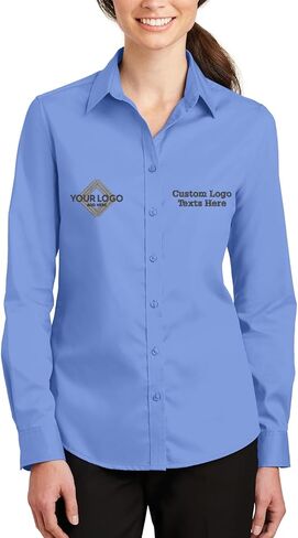 INK STITCH Women L663 Custom Embroidery Add Logo Texts SuperPro Twill Dress Shirts in Saudi Arabia
