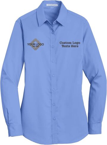INK STITCH Women L663 Custom Embroidery Add Logo Texts SuperPro Twill Dress Shirts in Saudi Arabia