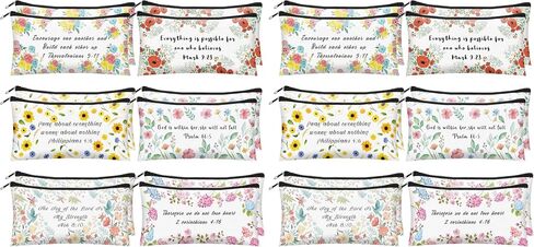 Sabary 12 Pack Christmas Bible Verse Pencil Bags Pouch Christian Inspirational Pencil Case Bible Pen Pouch Religion Storage Zipper Makeup Bag for Women Study Supplies(7.8 x 3.8 Inch) in Saudi Arabia