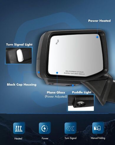 ECCPP Towing Mirrors Compatible With 1988-1998 For Chevrolet For C/K Pickup For Suburban With Left Right Side With Power Heated Turn Signal Light Clearance light Back up lamp Black Texture in Saudi Arabia