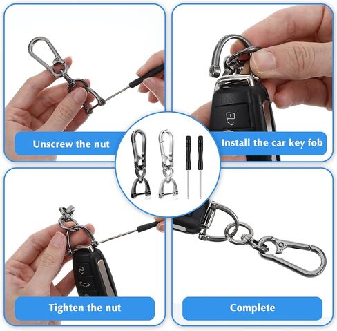 Teaaha 2 Pcs Car Key Holder Keychain for Cars Keys, Metal Keychain Fob Holder Universal Keyfob Keychains Holders with Detachable Car Key Ring (Black, Silver) in Saudi Arabia