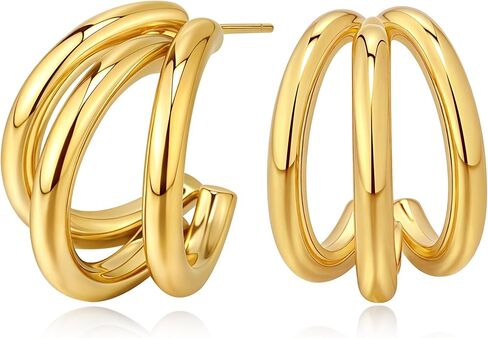 Stainless Steel Chunky Hoop Earrings for Women Statement Twisted Earrings Jewelry in Saudi Arabia