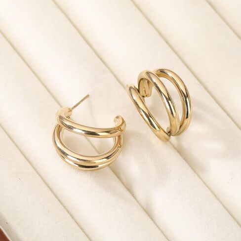Stainless Steel Chunky Hoop Earrings for Women Statement Twisted Earrings Jewelry in Saudi Arabia