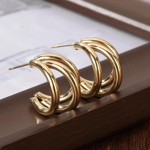 Stainless Steel Chunky Hoop Earrings for Women Statement Twisted Earrings Jewelry in Saudi Arabia
