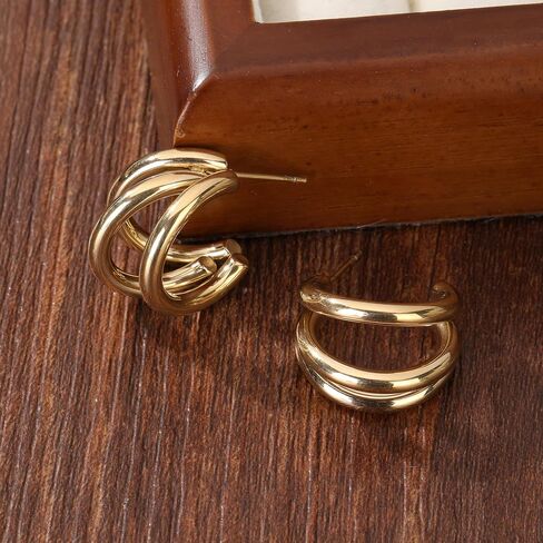 Stainless Steel Chunky Hoop Earrings for Women Statement Twisted Earrings Jewelry in Saudi Arabia