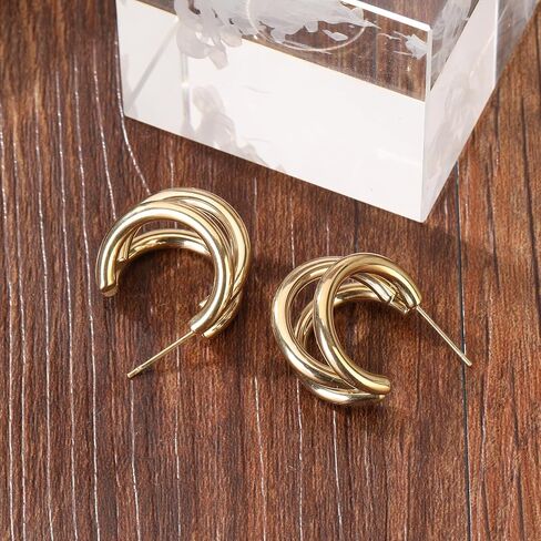 Stainless Steel Chunky Hoop Earrings for Women Statement Twisted Earrings Jewelry in Saudi Arabia
