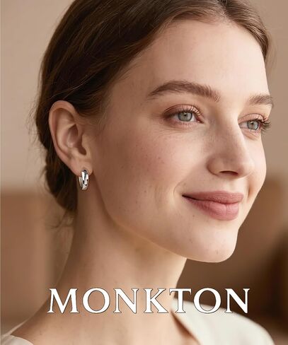 أقراط Monkton Huggie S925 من الفضة الإسترليني أقراط دائرية صغيرة مفتوحة - مجوهرات نسائية أنيقة خفيفة الوزن ولا تسبب الحساسية in Kuwait