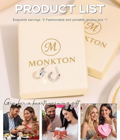 أقراط Monkton Huggie S925 من الفضة الإسترليني أقراط دائرية صغيرة مفتوحة - مجوهرات نسائية أنيقة خفيفة الوزن ولا تسبب الحساسية in Kuwait