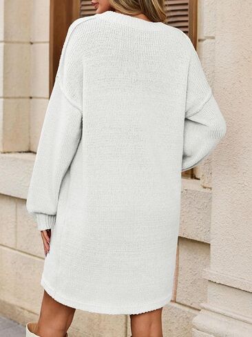 Wenrine Womens Oversized Sweater Dress Casul Puff Long Sleeve Fall Chunky Knit Loose Tunics Pullover Tops in Saudi Arabia