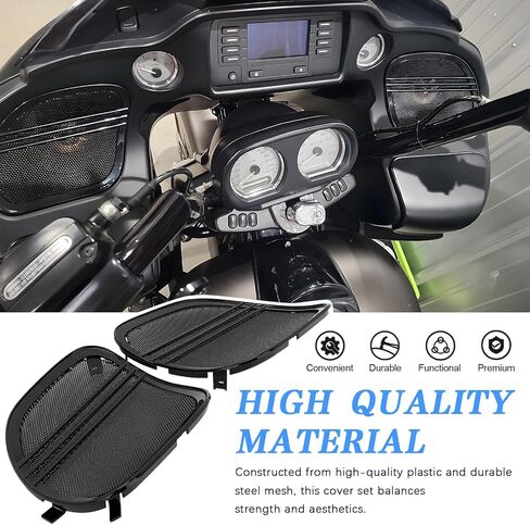 Fairing Mesh Front Speaker Grills Cover Trim Replacement Fits for Harley Road Glide FLTR 1998-2013, Black Metal, 5 * 7 Inch in Kuwait