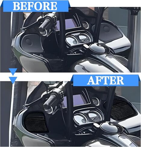 Fairing Mesh Front Speaker Grills Cover Trim Replacement Fits for Harley Road Glide FLTR 1998-2013, Black Metal, 5 * 7 Inch in Kuwait